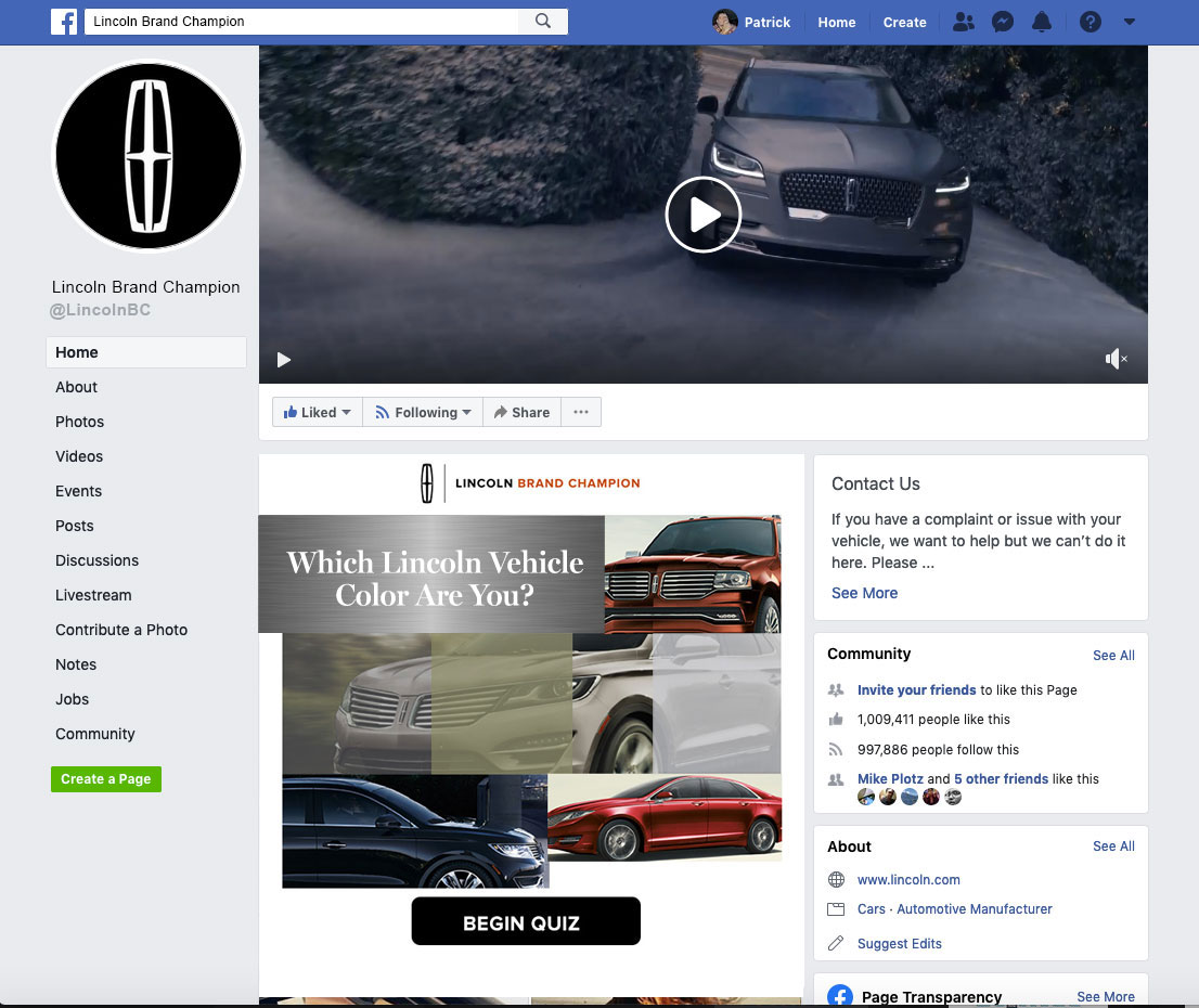 Lincoln Brand Champion Facebook Color Picker