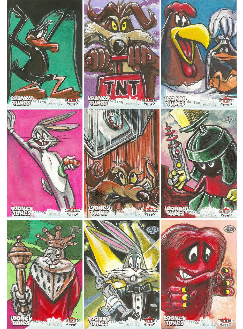 Warner Brothers Fleer Retro Looney Tunes Original Sketch Cards by plhatfield patrick-hatfield