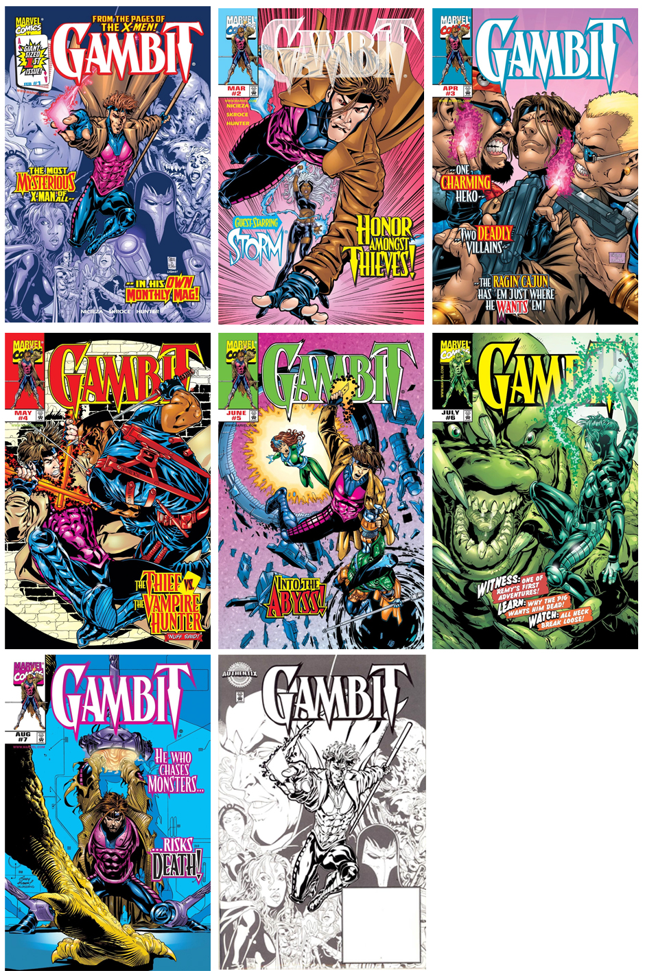 Marvel Comics Gambit Covers