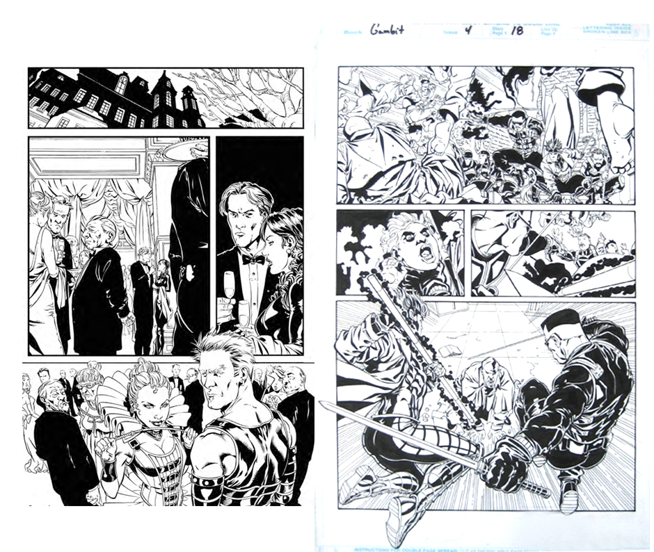 Marvel Comics Gambit Inked Pages