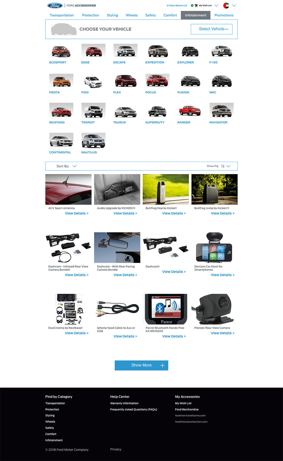 Ford Middle East Accessories-Vehicle Selector